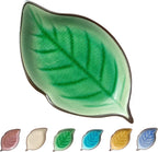 Ceramic Spoon Rest for Stove Top, Ice Cracks Leaf Cute Spoon Rest for Kitchen Counter, Cooking Spoon Holder for Kitchen Counter, Utensil Rest Spatula Rest Ladle Holder Tong Rest, 1 PC (A, Emerald)