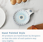 Hand Painted Spoon Rest, 5.5" Ceramic Spoon Holder for Stove Top and Kitchen Counter, Blue Pattern Utensil Rest, Great Cooking Gifts for Friends, Modern Kitchen Decorative