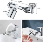 1080°Swivel Faucet Extender, Sink Water Faucet Aerator Extension in Brass, Swivel Robotic Arm Bathroom Faucet Extender, Kitchen Rotating Extension Filter with 2 Mode Splash
