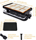 TAMARIT Classic 8 Person Raclette Grill 1500W Electric Tabletop Grill with Reversible Plate, 8 Non-Stick Raclette Trays & Spatulas Indoor Portable Korean BBQ Barbecue Grill, Party Grill Black