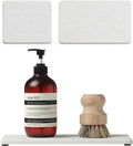 3PCS Bathroom Sink Vanity Trays, Quick Stone Drying Mat Dish Soap Dispenser Sponge Holder for Kitchen Counter, Diatomaceous Earth Water Absorbing Caddy Organizer, White