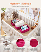 Small Woven Basket, 12 x 8 x 4.5 Inches, Storage Basket for Organizing, Cute Small Rope Shelf Closet Cube Storage Bins Baskets for Shelves, Dog Toy Gift Baskets Empty, 3 Packs, Hot Pink