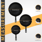 Utopia Kitchen Cast iron Skillets 3 Piece Set, Chefs Pan, Pre Seasoned Cast iron Skillets, 6, 8 & 10 Inches, Easy Use in the Oven, Stove, Grill, or Campfire, Black