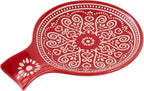 Ceramic Spoon Rest, Cooking Spoon Holder for Kitchen Counter/Stove Top/Dining Table Modern Farmhouse Decorative, Large (Red)