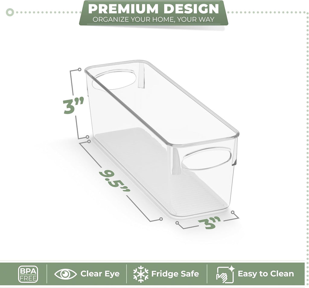 Sorbus 10-Pack Small Clear Plastic Organizing Bins – Clear Bins for Organizing, Refrigerator Organizers, Fridge Organizer, Pantry Storage, Kitchen Organizer, and Pantry Organizers and Storage Bins