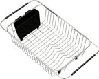 Adjustable Over Sink Dish Rack Stainless Steel Dish Drying Rack On Counter or in Sink, Rustproof