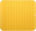 Silicone Dish Drying Mat for Multiple Usage,Easy clean,Eco-friendly,Heat-resistant Silicone Mat for Kitchen Counter or Sink,Refrigerator or Drawer Liner Yellow XL 18 inches x 16 inches