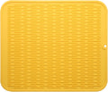 Silicone Dish Drying Mat for Multiple Usage,Easy clean,Eco-friendly,Heat-resistant Silicone Mat for Kitchen Counter or Sink,Refrigerator or Drawer Liner Yellow 2XL 24 inches x 18 inches