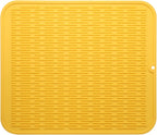 Silicone Dish Drying Mat for Multiple Usage,Easy clean,Eco-friendly,Heat-resistant Silicone Mat for Kitchen Counter or Sink,Refrigerator or Drawer Liner Yellow 2XL 24 inches x 18 inches