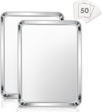 E-far Baking Cookie Sheet Set of 2, 16”x12” Stainless Steel Baking Sheet Pan with 50 Parchment Paper, Rectangle Baking Tray for Cooking Roasting, Rust Free & Heavy Duty, Oven & Dishwasher Safe