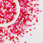 Sweet Mini Heart Sprinkles Sugar, Valentines Love Sprinkles for Cupcake Decorating, 150g/5.29oz Mix Edible White Pink and Red Candy, Cookie, Ice Cream, Mother's Day, Wedding Party Supplies