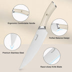 Kuisine Chef Knife Set,High Carbon Stainless Steel Block Knife Set,Knife Block Set with Built-in Sharpener,Sharp Knife Set Forged,Elegant Gift(Ivory,15pcs）