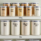 Talented Kitchen Pantry Labels for Food Containers 157 Piece - Preprinted Black Script Kitchen Food Organization Labels for Storage and Jars (Water-Resistant)