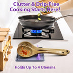 Silicone Spoon Rest for Stove, Heat-Resistant & BPA-Free, Non-Slip Kitchen Utensil Holder for Counter, Gray + Purple