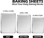 3Pack Cookies Sheets for Baking, Leonyo Stainless Steel Baking Sheets Pans, 1Inch Deep Metal Quarter Sheet Pan Tray for Cookies, Dishwasher Safe