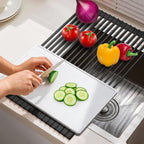 Roll Up Dish Drying Rack Over The Sink Kitchen Roll Up Sink Drying Rack Multipurpose Foldable Sink Drying Mat, Heat-Resistant, Anti-Slip & Anti-Rust Dish Rack for Kitchen, 20.5" x 13", Black
