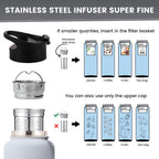 Lexlion 32 Oz Triple Walled Insulated Stainless Steel Fruit Infuser Water Bottle, Leakproof, 3 Lids, Infuser, Silicone Sleeve
