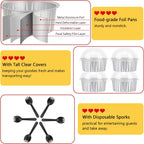 LNYZQUS 5oz Cupcake Pans Muffin Tins with Lids 100 Pack, Aluminum Foil Mini Cake Baking Pans,Small Baking Cups Containers,Disposable Ramekins Muffin Cups -Silver