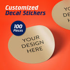 100 Custom Vinyl Stickers - Upload Your own Image, Text, Design, Logo - Personalized Logo Labels for Handmade, Packaging, Bottle, Jars, Candle, Brand Stickers (Brown, 1x1)