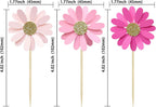 24Pcs Daisy Cupcake Toppers Flower Cake Topper Decorations Daisy Cake Decorations Chrysanthemum Cupcake Toppers Spring Daisy Flower Cake Picks for Birthday Wedding Supplies Rose Red Pink