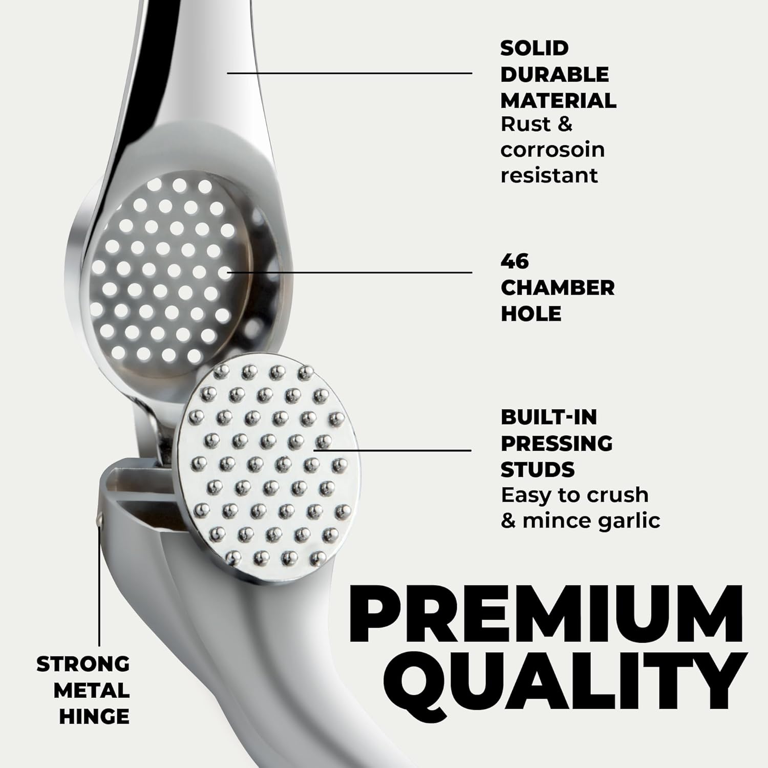 Zulay Kitchen Premium Garlic Press Set – Rust Proof & Dishwasher Safe Garlic Mincer Tool with Silicone Garlic Peeler & Brush, Easy Squeeze & Clean, Ergonomic Soft Grip Handle - Medium – Chrome