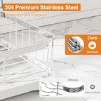 Stainless Steel Dish Drying Rack – 304 Grade Dish Racks for Kitchen Counter with Utensil Holder & Adjustable Spout, Space-Saving Organizer, 16.5" x 11.8" x 5.3" White