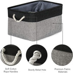 TheWarmHome Organization and Storage Basket for Organizing - 17x14x10 inch Large 3 Pack Collapsible Storage Bin for Shelves, Fabric Basket for Gifts Empty Organizer Gift Closet (Black & Grey)