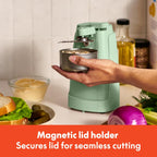 bella Electric Can Opener and Knife Sharpener, Multifunctional Jar and Bottle Opener with Removable Cutting Lever and Cord Storage, Stainless Steel Blade, Seaglass