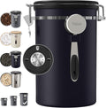 Veken Coffee Canister, 39OZ Large, Airtight Stainless Steel Food Storage Container for 2.2lbs Coffee Beans, Ground, Sugar, Tea, Flour, Rice, Cereal, Cookies Jars, Bar Accessories & Gifts, Black