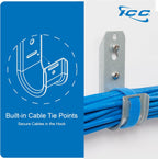 ICC 2-Inch Wall Mount J-Hook – 25-Pack, Cable Support Hooks with Retainer Clips, Galvanized Steel with Zinc Finish – for Structured Cabling and Cable Management