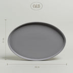 over&back Stackable Stoneware Serving Platter - Elegant 1-Piece Oval Serving Platter to Complete Your Kitchen Set - Perfect for Appetizers, Desserts, and More - 16" L x 11" W - Semi-Matte Charcoal