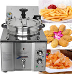 110V 16L Commercial High Pressure Fried Chicken Stove 2.4KW Electric Countertop Pressure Fryer Stainless Steel Kitchen Frying Machine for Snack Bar Restaurant