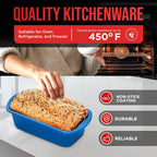 Nonstick Loaf Pan Set Pack of 4, 7" to 11" Large Baking Bread Pan, Oven Safe Up to 450°F, PFOA, PFOS, PTFE Free, Space Saving Stackable Design, Stain Resistant, Dishwasher Friendly, Blue Marble