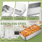 P&P CHEF Loaf Pan Set, 9-inch Bread Pans, Stainless Steel Loaf Toast Baking Pans For Bread Meatloaf Lasagna Cake, Healthy & Non Toxic, Oven & Dishwasher Safe,(Silver, 10Pcs)