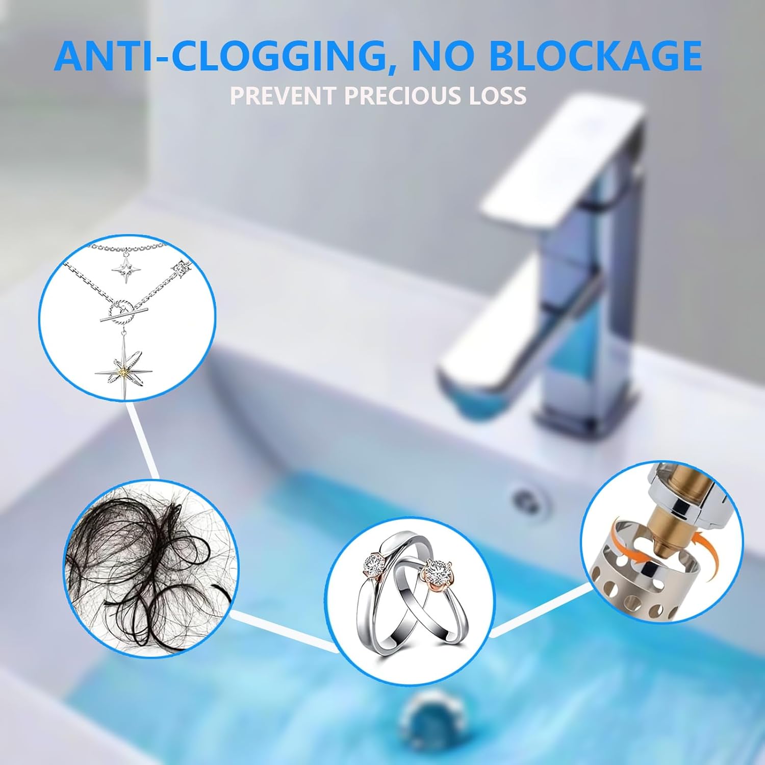 Upgraded 2pcs Bathroom Sink Stopper Drain Strainer for 1.1-1.45 Inch,Universal Pop Up Stopper with Removable Stainless Steel Filter Basket Hair Catcher,Brass Bounce Core for US Universal