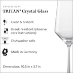 ZWIESEL GLAS Pure Bordeaux Red Wine Glass (Set of 2), Bordeaux Glasses for Red Wine, Dishwasher-Safe Tritan Crystal Glasses, Made in Germany (23 Ounce)