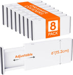 Lifewit 8 Pack Drawer Dividers Plastic 6" High, 13.5-22" Adjustable Drawer Organizers for Clothes, Expandable Dresser Separators in Bedroom/Bathroom/Kitchen/Fridge/Office Organization and Storage