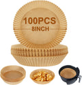 BYKITCHEN Air Fryer Parchment Paper for 2 to 5 QT, Set of 100, 8inch Round Airfryer Liners, Nonstick Air Fryer Filter Paper, Compatible with Ninja, Chefman Airfryer and More