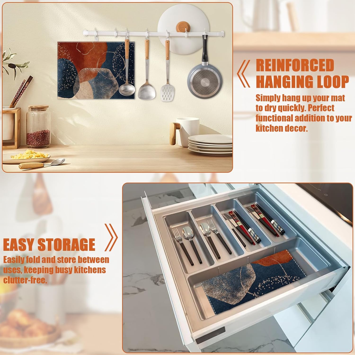 Abstract Stones Art Dish Drying Mat for Kitchen Counter Microfiber Absorbent Dish Kitchen Drying Mat Draining Reusable Washable for Dishes/Utensils/Counterto