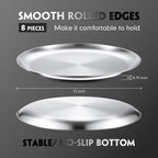 Thenshop 8 Pieces 12 Inch Pizza Pans Bulk Stainless Steel Sets Round Bakeware Pizza Trays for Oven Kitchen Baking Home Restaurant Picnics Holiday Activities Safe Sturdy Reusable Easy Clean(Silver)