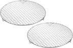 uxcell 2 Pcs Round Cooking Rack with Legs, Dia 10.4 Inch 304 Stainless Steel Barbecue Grill for Cooking Baking Barbecue Air Fryer Racks, Silver