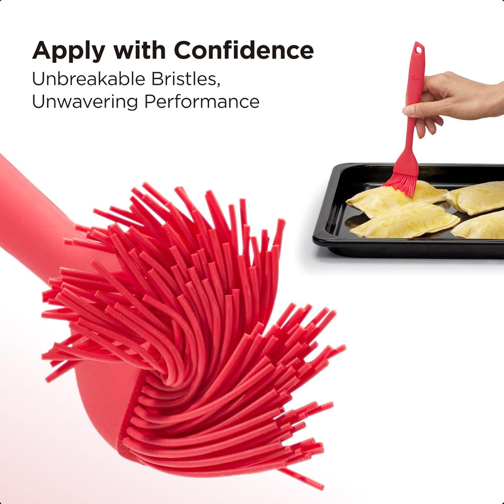 Kitchen Mama WaltzGrip Platinum Silicone Basting Pastry Brush: Set of 2 Heat-Resistant Brushes Utensils for Cooking, Baking, Grilling, Barbecue, and Spreading Oil, Butter, Egg - Dishwasher-Safe (Red)