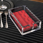 IEEK Acrylic Guest Towel Napkin Holder,Clear Bathroom Paper Hand Towels Storage Tray Modern Buffet Napkin Caddy,Fancy Flat Napkin Holders For Kitchen or Dining Room,9x5.5x2.5 Inch,Pack of 1