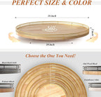 16 Inch Rustic Lazy Susan Turntable – Solid Oak & Iron Wood Rotating Tray for Dining Table, Kitchen Counter, Coffee Table – Farmhouse Style Large Wooden Lazy Susan Organizer for Home Décor