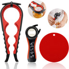 Jar Opener for Weak Hands, Seniors with Arthritis, 5 in 1 Multi Function Bottle Opener Lid Opener For Arthritic Hands with Non Slip Rubber Jar opener Gripper Pad