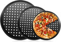 Baking Steel Pizza Pan with Holes, Round Pizza Pan for Oven, 9 Inch, 11 Inch, 12 Inch Bakeware Pizza Tray, Nonstick Baking Supplies Home Kitchen Steel Crisper Pizza Pan Set (3 Pcs)