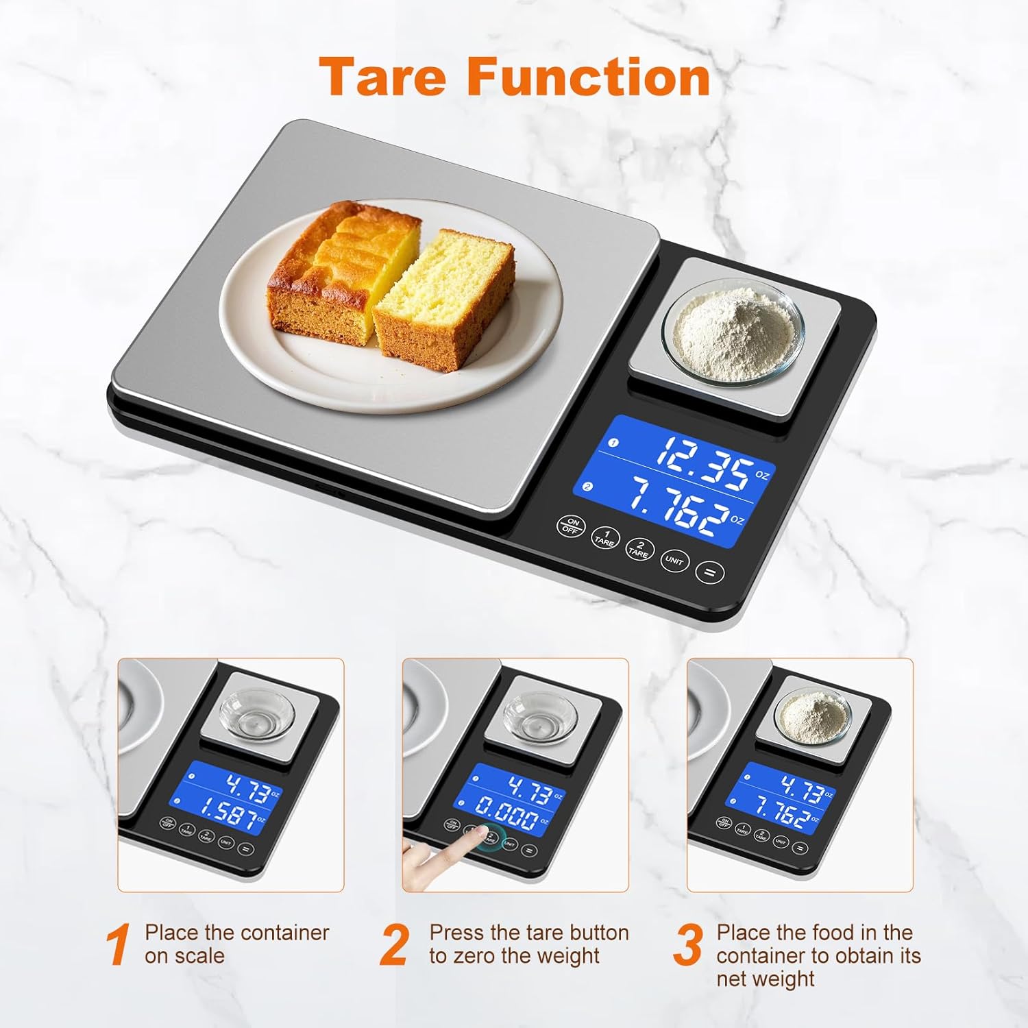 0.001oz/33lbs Dual Platform Food Kitchen Scales Digital Weight Grams and Ounces, Two Precisions Kitchen Scale for Sourdough Bread, Baking and Cooking with 7 Units Tare, Accumulation Functions