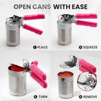 Zulay Kitchen Heavy Duty Stainless Steel Can Opener Manual with Bottle Opener - Rust Proof Manual Can Opener With Turn Knob & Comfy Soft Grip Handles - Dragonfruit