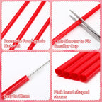 JANYUN 30 Pcs Red Heart Shaped Straws, Reusable Valentines Plastic Drinking Straw for Valentines Day Party Favors Birthday Bridal Shower Wedding Supplies