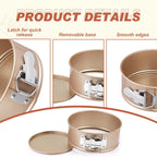 4 Pcs 6 Inch Non Stick Springform Pan with Removable Bottom Carbon Steel Round Springform Cheesecake Pan with Stainless Steel Spring Buckles for Baking Kitchens Restaurant(Champagne Gold)